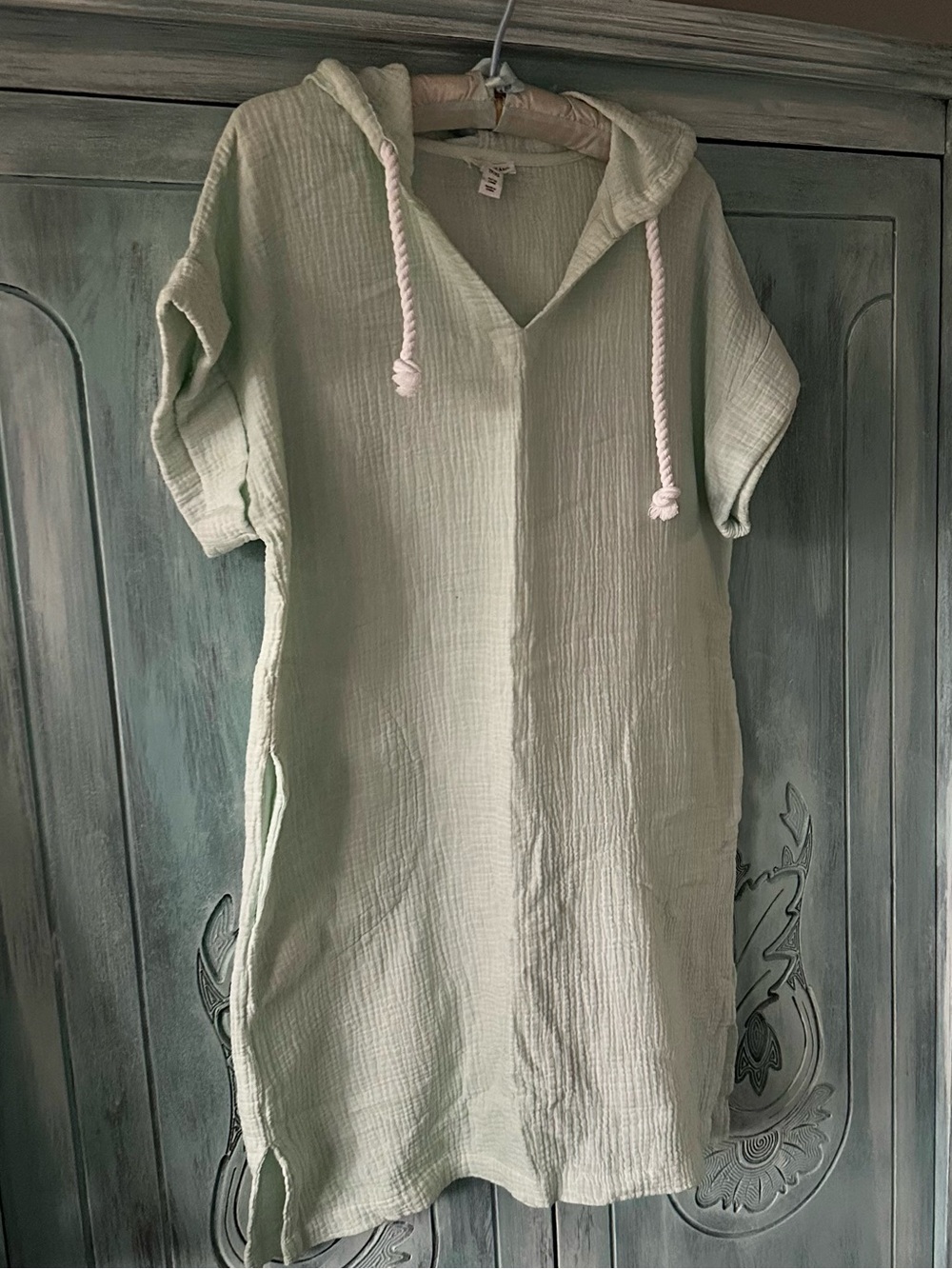 Tribal Jeans XS oversized 100% cotton Mint Green Hooded Gauze Cover up, $40